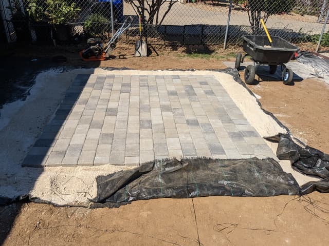  freshly remodeled concrete paver deck and patio